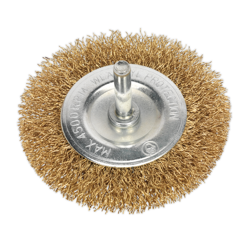 Sealey SFB75 75mm Flat Wire Brush with 6mm Shaft