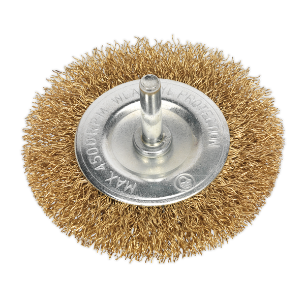Sealey SFB75 75mm Flat Wire Brush with 6mm Shaft