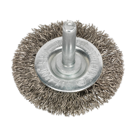 Sealey SFBS50 50mm Flat Wire Brush 6mm Shaft