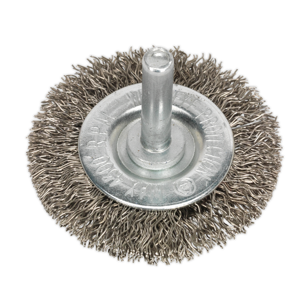 Sealey SFBS50 50mm Flat Wire Brush 6mm Shaft