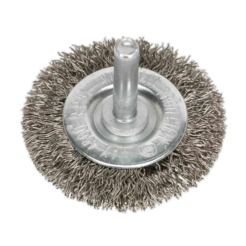 Sealey SFBS50 50mm Flat Wire Brush 6mm Shaft