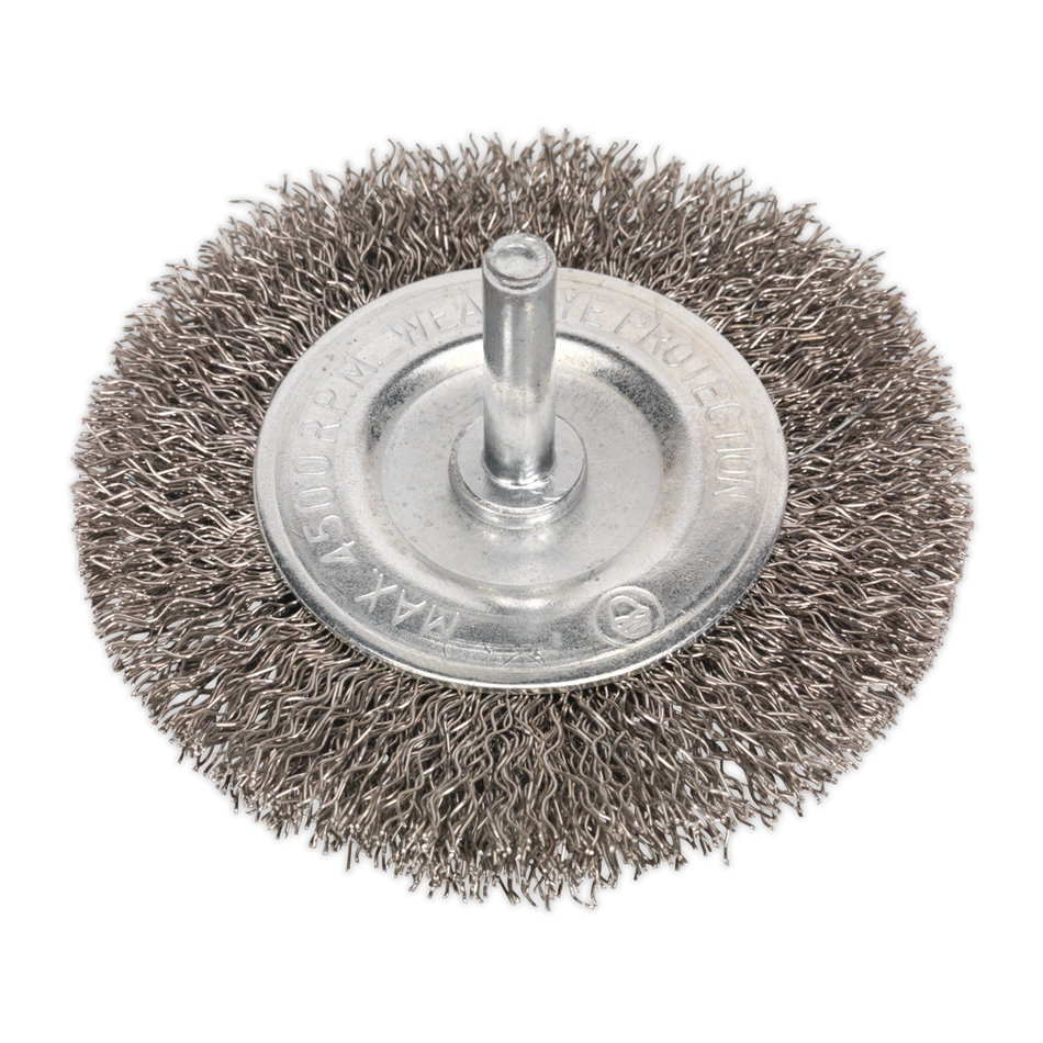 Sealey SFBS75 75mm Flat Wire Brush 6mm Shaft