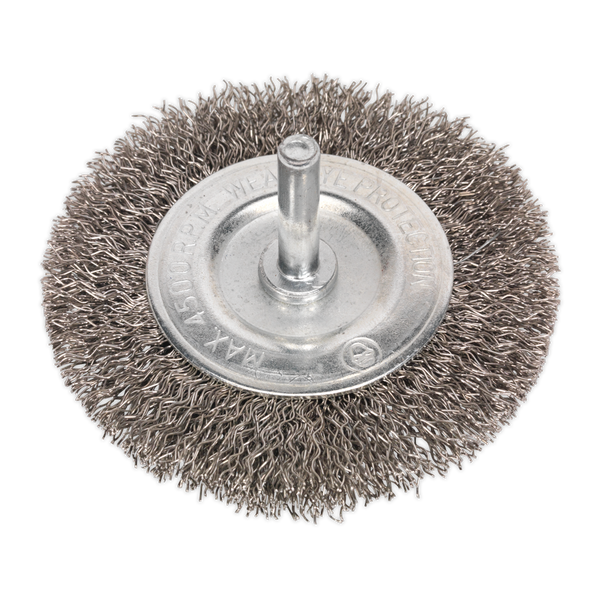 Sealey SFBS75 75mm Flat Wire Brush 6mm Shaft