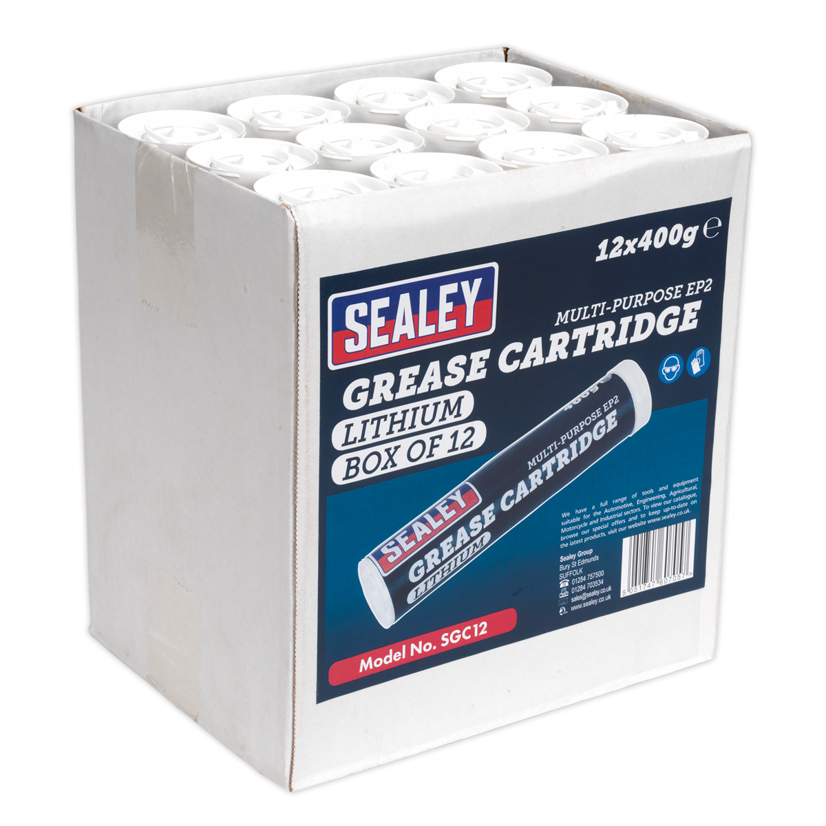 Sealey SGC12 400g EP2 Lithium Grease Cartridge - Pack of 12