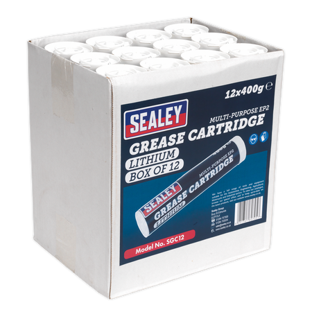 Sealey SGC12 400g EP2 Lithium Grease Cartridge - Pack of 12
