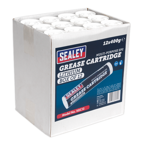 Sealey SGC12 400g EP2 Lithium Grease Cartridge - Pack of 12