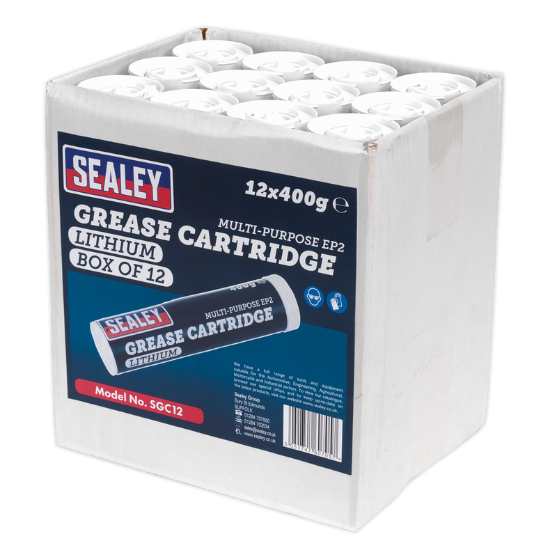 Sealey SGC12 400g EP2 Lithium Grease Cartridge - Pack of 12