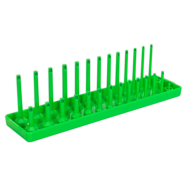 Sealey SH1414HV 1/4"Sq Drive Socket Holder 4-15mm - Hi-Vis Green