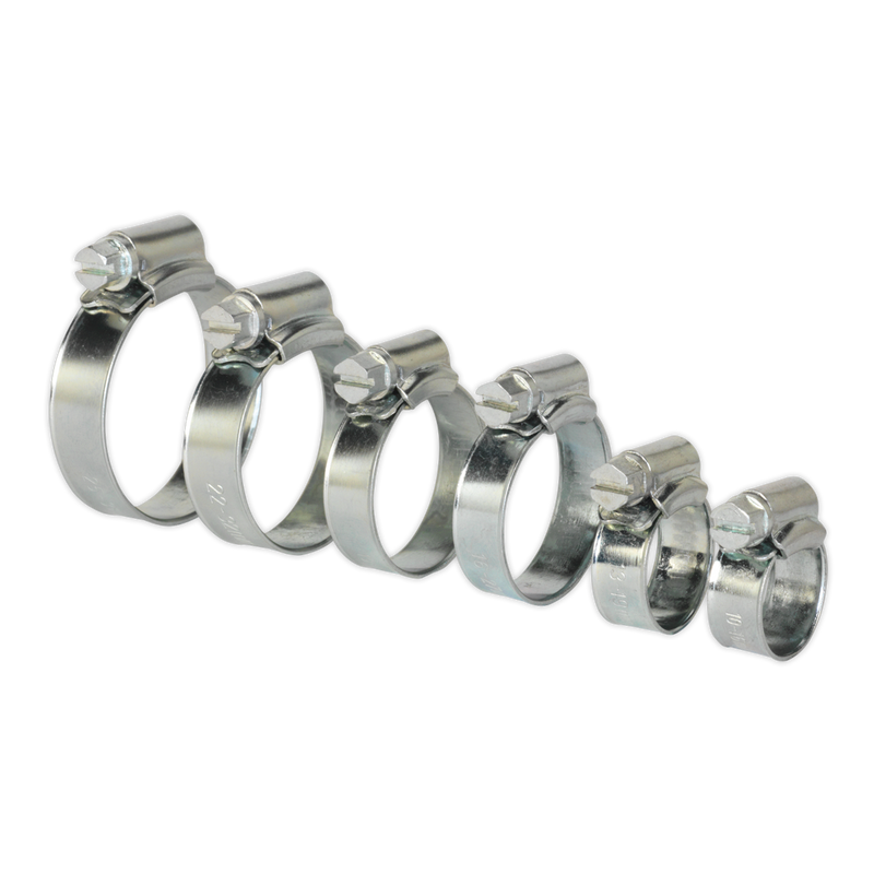 Sealey SHCS1 30pc Zinc Plated Hose Clip Assortment 8-29mm