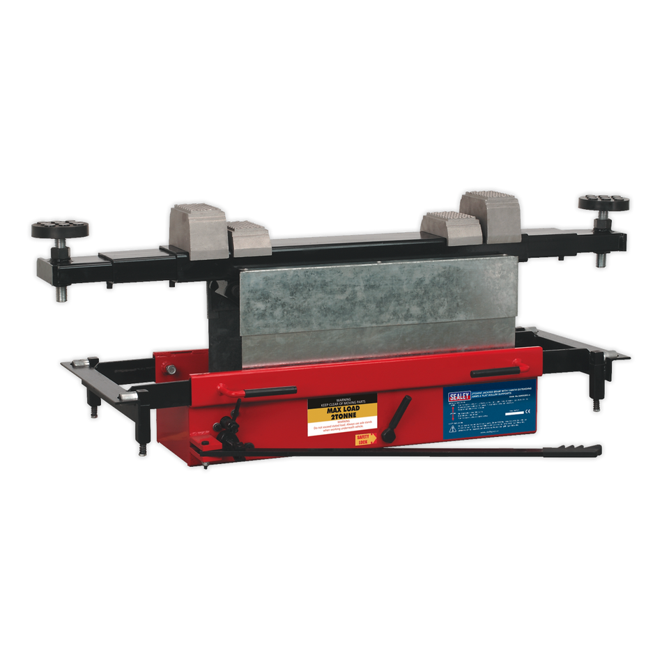 Sealey SJBEX200 2tonne Jacking Beam with 1.6m Extending Arms & Flat Roller Supports