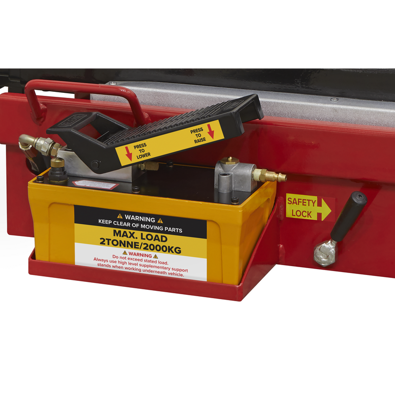 Sealey SJBEX200A 2tonne Air Jacking Beam with 1.6m Extending Arms & Flat Roller Supports