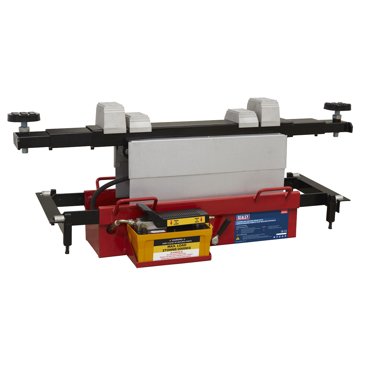 Sealey SJBEX200A 2tonne Air Jacking Beam with 1.6m Extending Arms & Flat Roller Supports