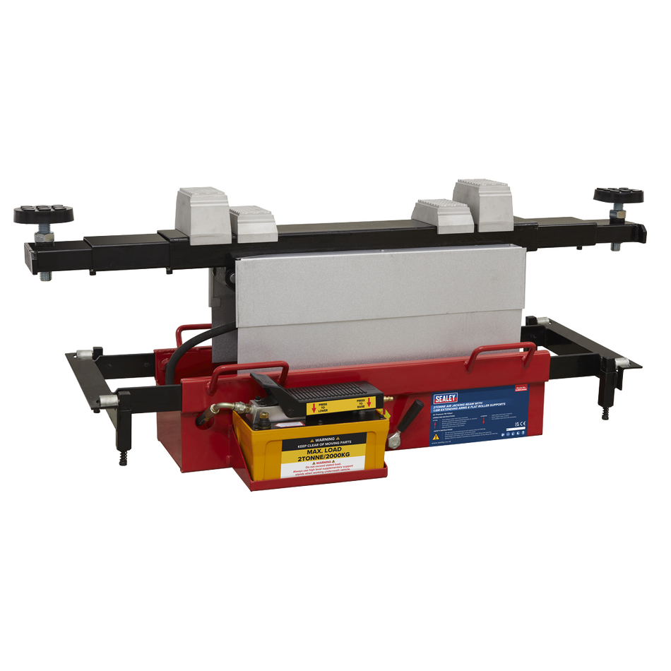 Sealey SJBEX200A 2tonne Air Jacking Beam with 1.6m Extending Arms & Flat Roller Supports