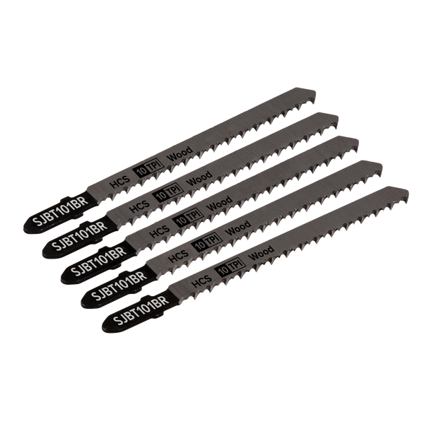 Sealey SJBT101BR 100mm 10tpi Jigsaw Blade Hard Wood Downward Cut - Pack of 5