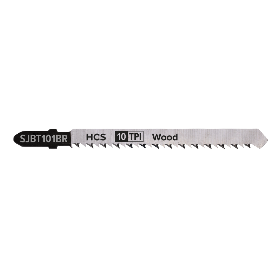 Sealey SJBT101BR 100mm 10tpi Jigsaw Blade Hard Wood Downward Cut - Pack of 5