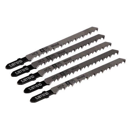 Sealey SJBT101D 100mm 6tpi Jigsaw Blade Hard Wood - Pack of 5