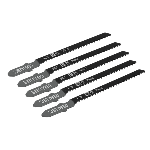 Sealey SJBT119BO 75mm 12tpi Jigsaw Blade General Wood - Pack of 5
