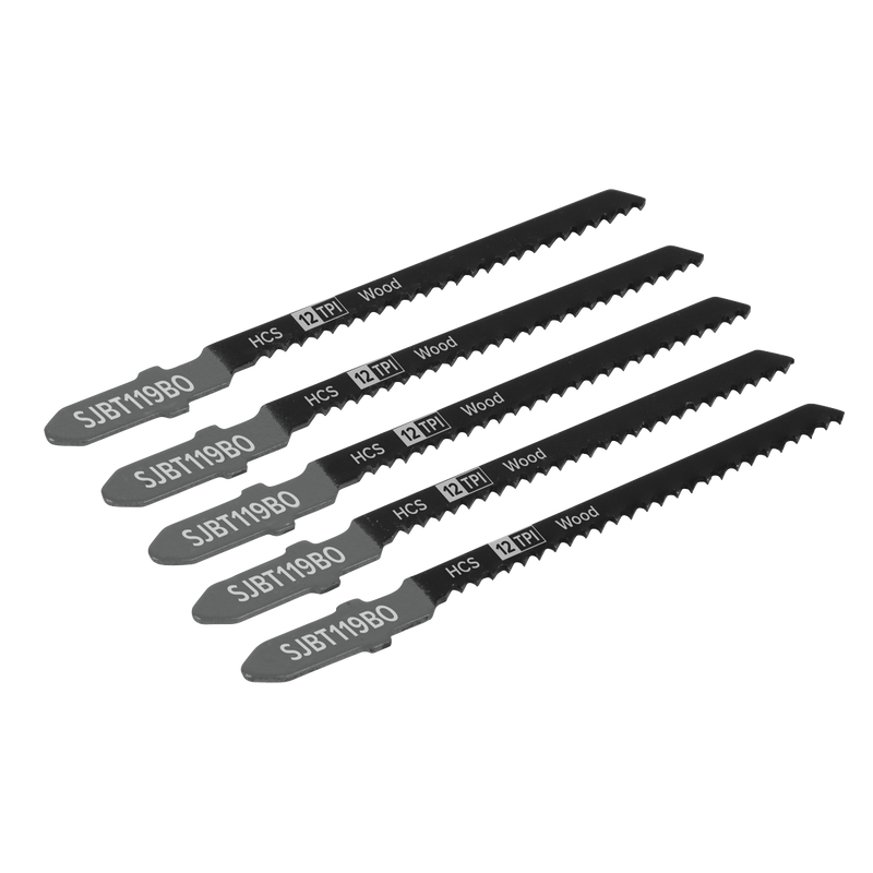 Sealey SJBT119BO 75mm 12tpi Jigsaw Blade General Wood - Pack of 5