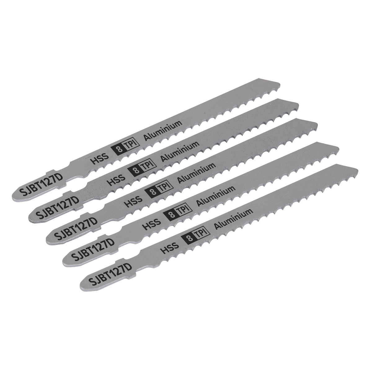 Sealey SJBT127D 100mm 8tpi Jigsaw Blade Aluminium - Pack of 5