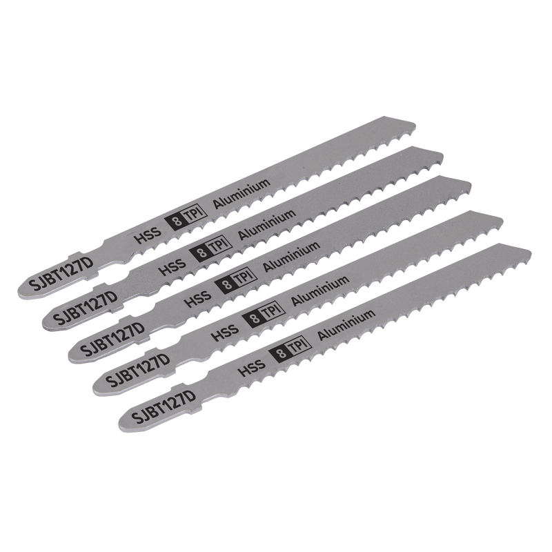 Sealey SJBT127D 100mm 8tpi Jigsaw Blade Aluminium - Pack of 5