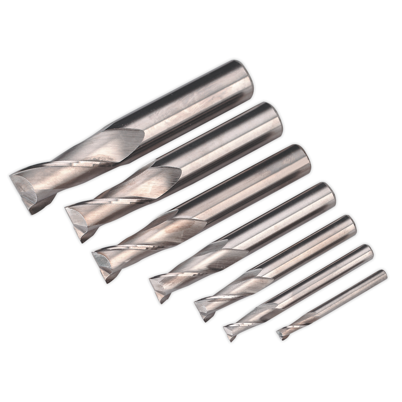 Sealey SM2502EMSET 4-16mm 2 Flute HSS End Mill Set