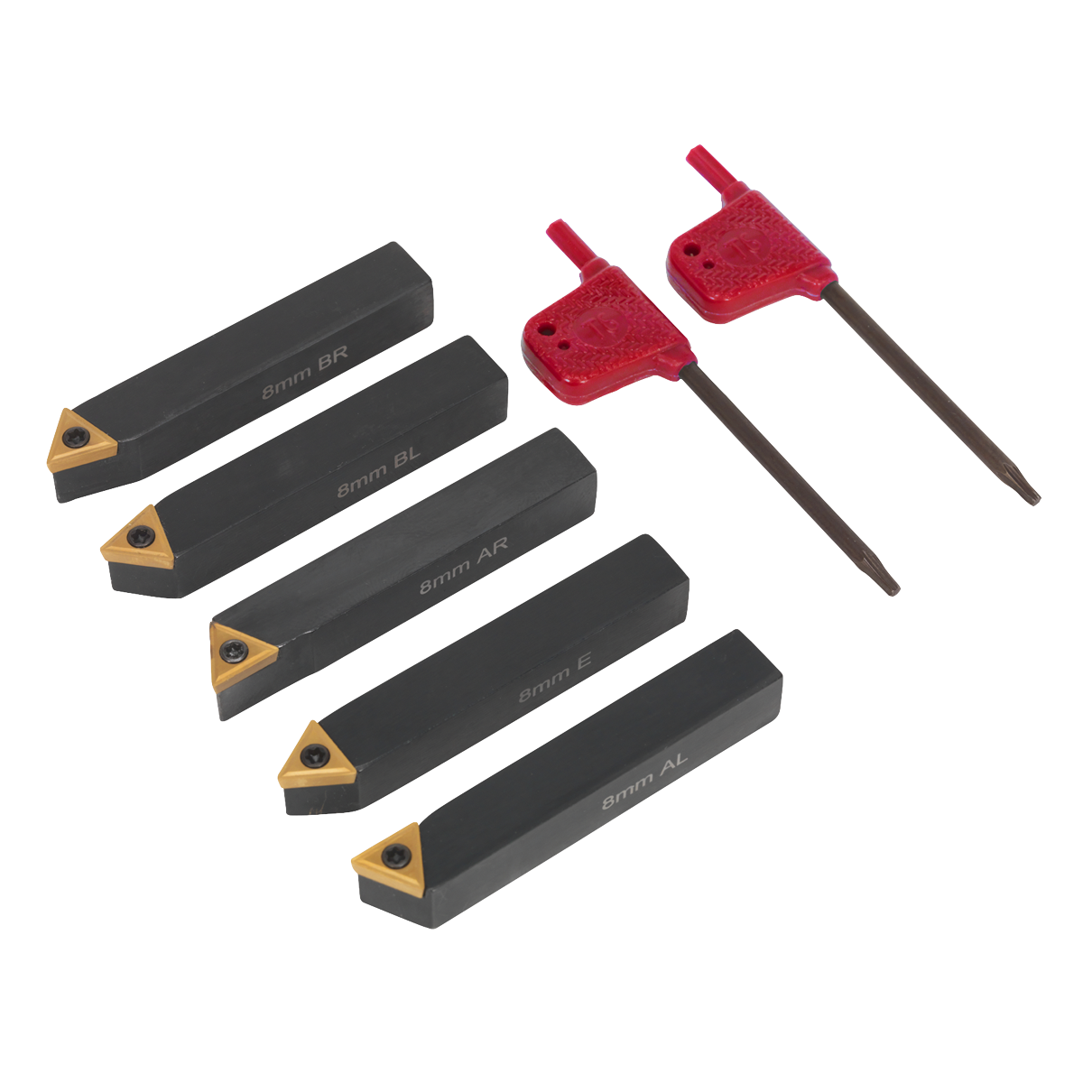 Sealey SM3025CS2 5pc 8mm Indexable Lathe Turning Tool Set