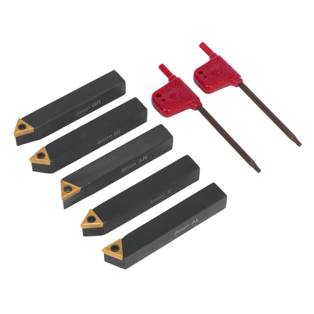 Sealey SM3025CS2 5pc 8mm Indexable Lathe Turning Tool Set
