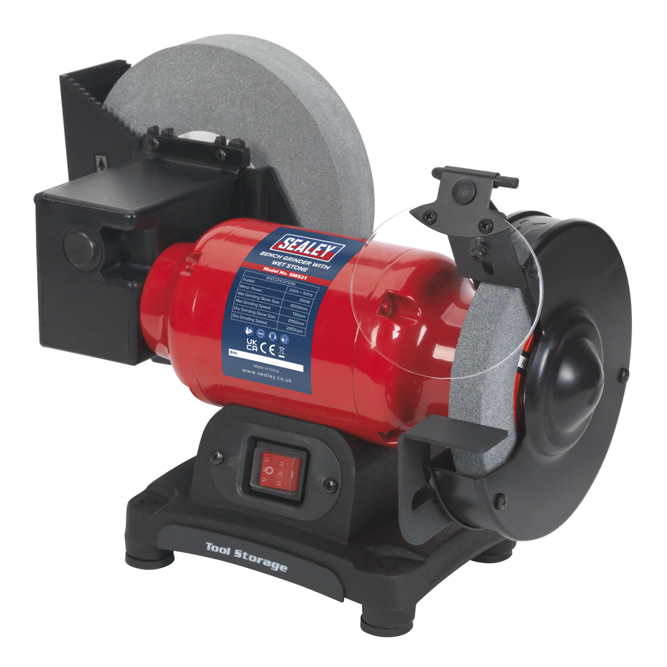 Sealey SM521 Diameter 150mm Bench Grinder with Diameter 200mm Wet Stone 250W