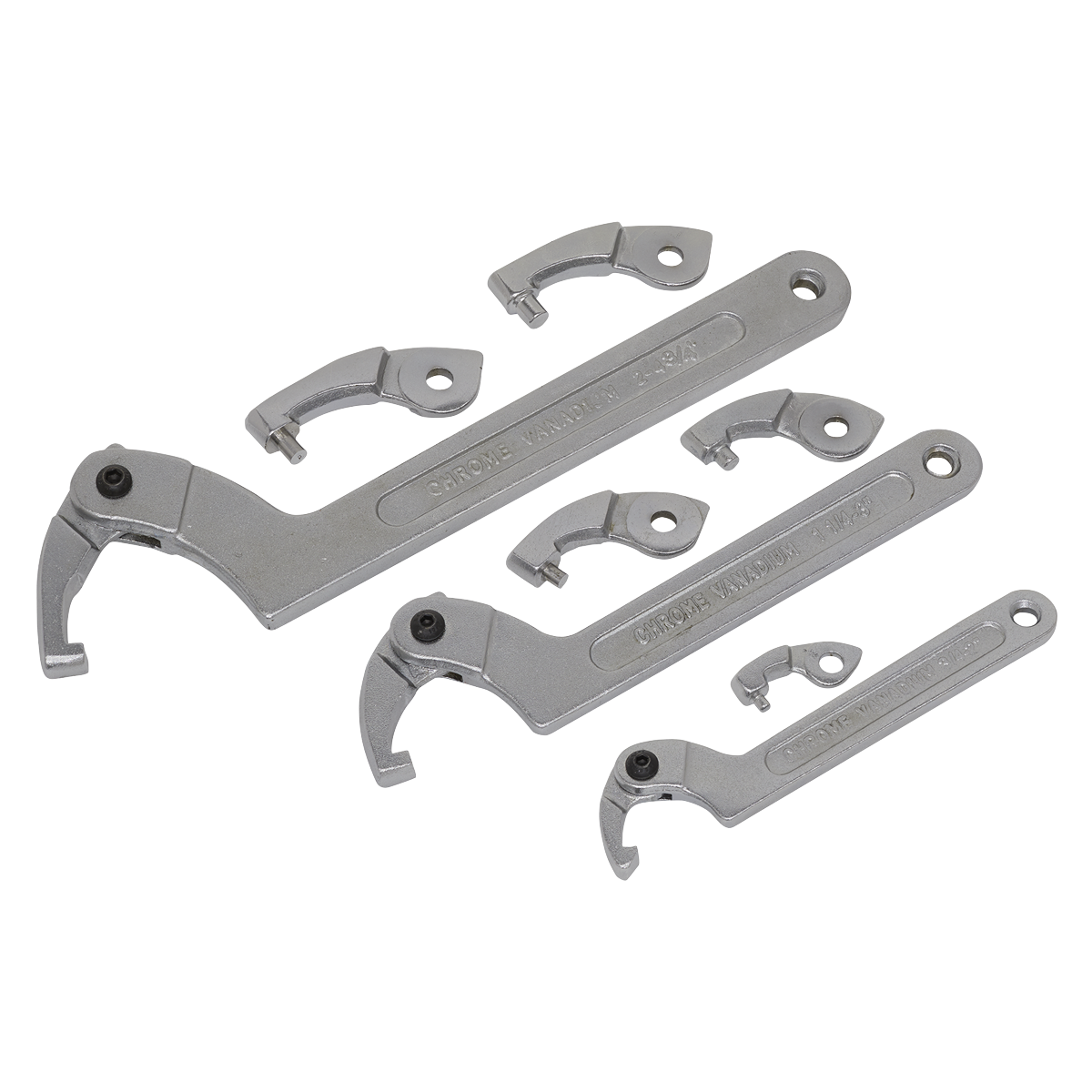 Sealey SMC2 11pc Adjustable C Spanner - Hook & Pin Wrench Set