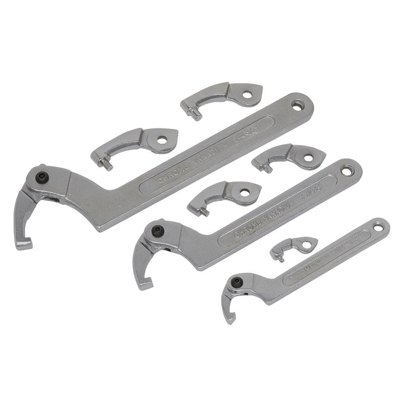 Sealey SMC2 11pc Adjustable C Spanner - Hook & Pin Wrench Set