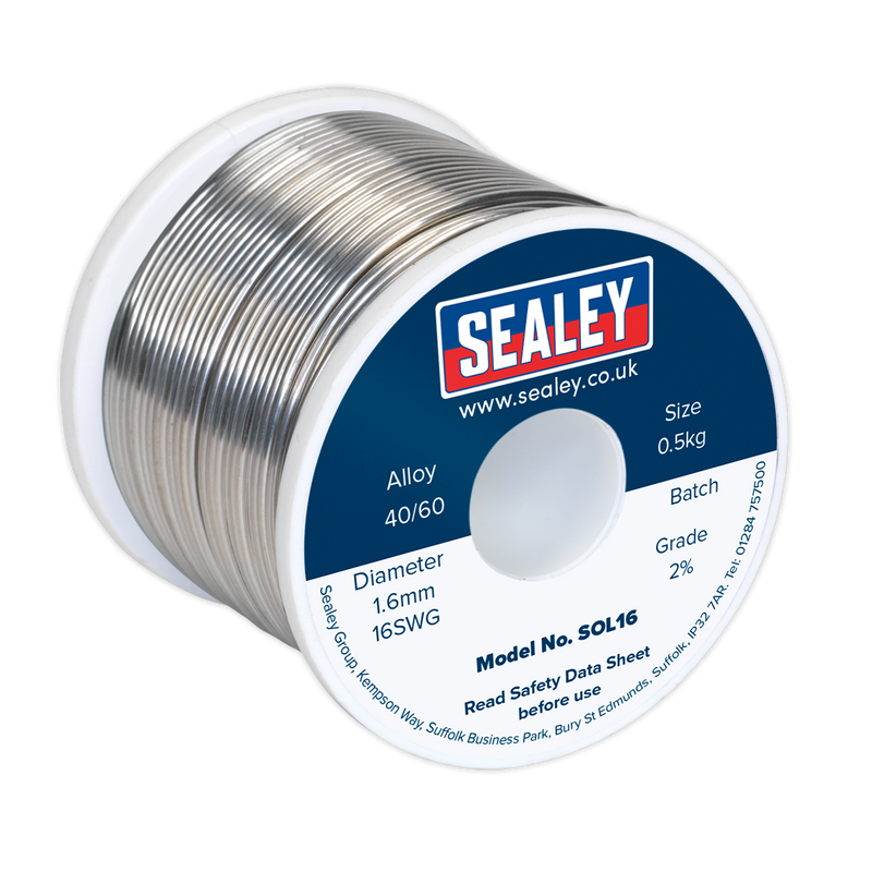 Sealey SOL16 0.5kg Solder Wire Quick Flow 1.6mm/16SWG 40/60
