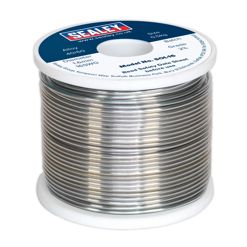 Sealey SOL16 0.5kg Solder Wire Quick Flow 1.6mm/16SWG 40/60