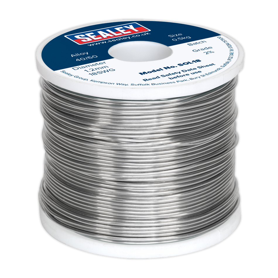 Sealey SOL18 0.5kg Solder Wire Quick Flow 1.2mm/18SWG 40/60
