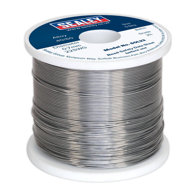 Sealey SOL22 0.5kg Solder Wire Quick Flow 0.7mm/22SWG 40/60