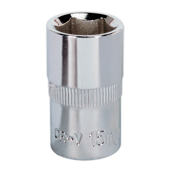 Sealey SP1215 15mm 1/2"Sq Drive Fully Polished WallDrive Socket