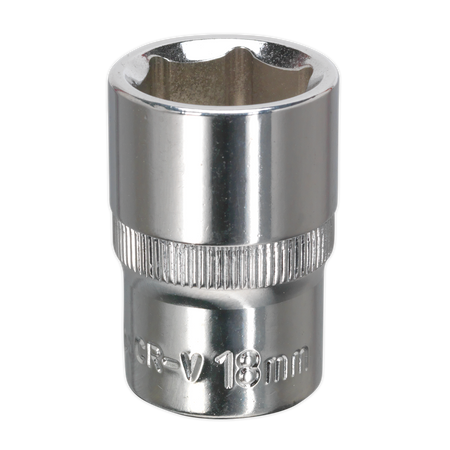 Sealey SP1218 18mm 1/2"Sq Drive Fully Polished WallDrive Socket