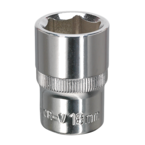Sealey SP1218 18mm 1/2"Sq Drive Fully Polished WallDrive Socket