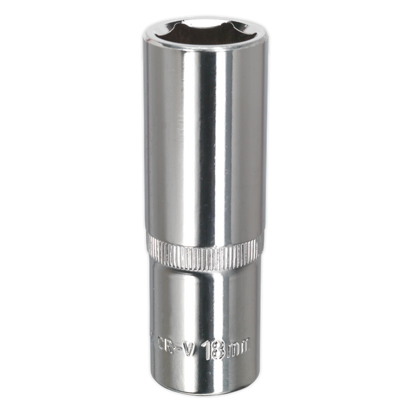 Sealey SP1218D 18mm Deep 1/2"Sq Drive Fully Polished WallDrive Socket