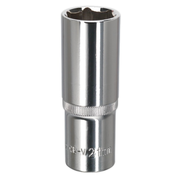 Sealey SP1221D 21mm Deep 1/2"Sq Drive Fully Polished WallDrive Socket