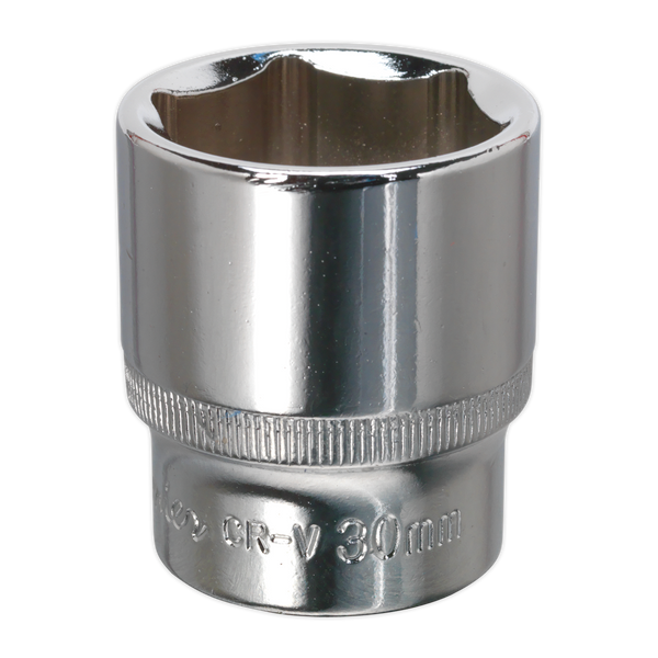 Sealey SP1230 30mm 1/2"Sq Drive Fully Polished WallDrive Socket