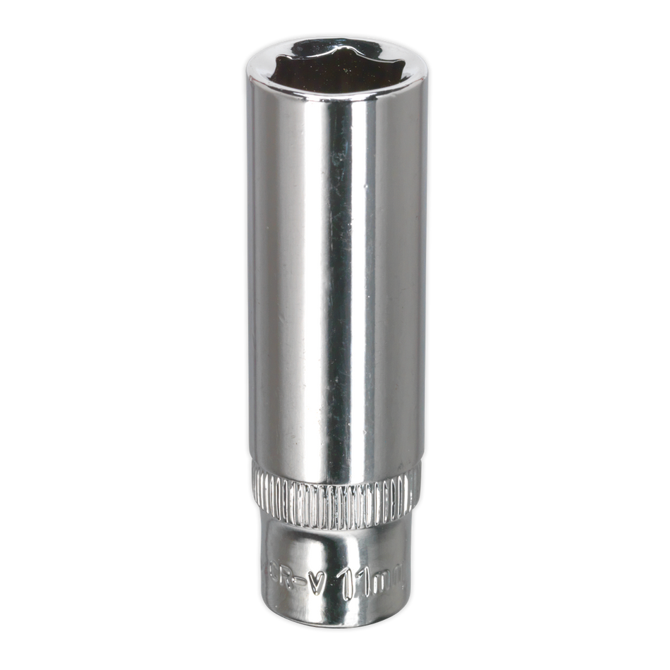 Sealey SP1411D 11mm Deep 1/4"Sq Drive Fully Polished WallDrive Socket