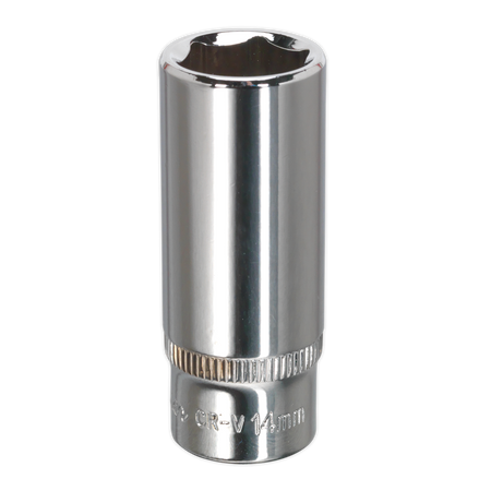 Sealey SP1414D 14mm Deep 1/4"Sq Drive Fully Polished WallDrive Socket