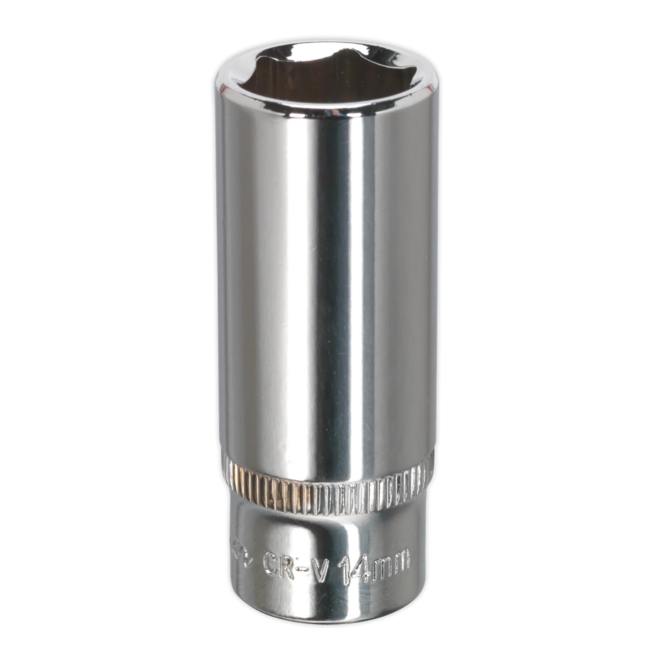 Sealey SP1414D 14mm Deep 1/4"Sq Drive Fully Polished WallDrive Socket