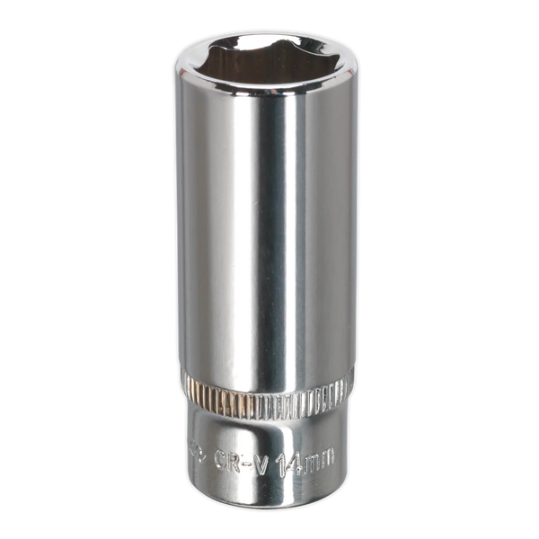 Sealey SP1414D 14mm Deep 1/4"Sq Drive Fully Polished WallDrive Socket