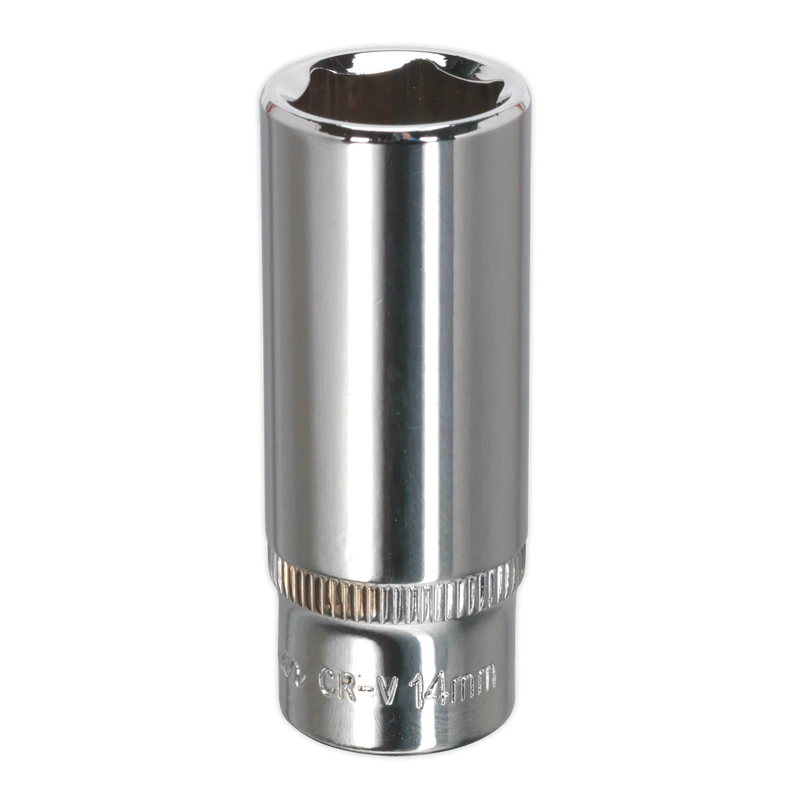Sealey SP1414D 14mm Deep 1/4"Sq Drive Fully Polished WallDrive Socket