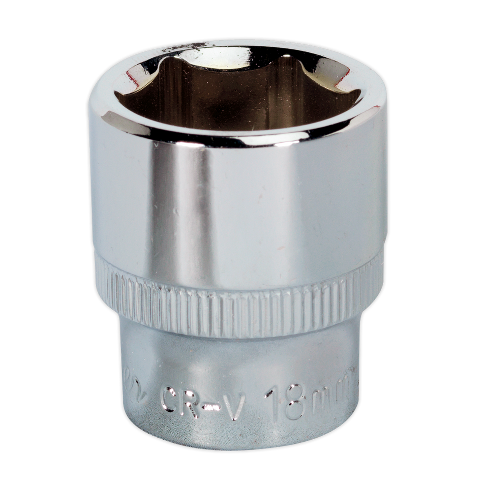 Sealey SP3818 18mm 3/8"Sq Drive Fully Polished WallDrive Socket