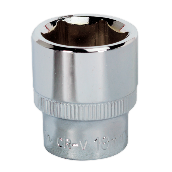 Sealey SP3818 18mm 3/8"Sq Drive Fully Polished WallDrive Socket