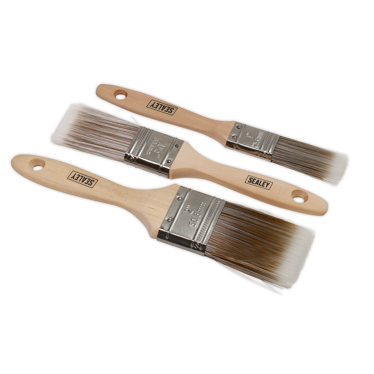 Sealey SPBS3W 3pc Wooden Handle Paint Brush Set