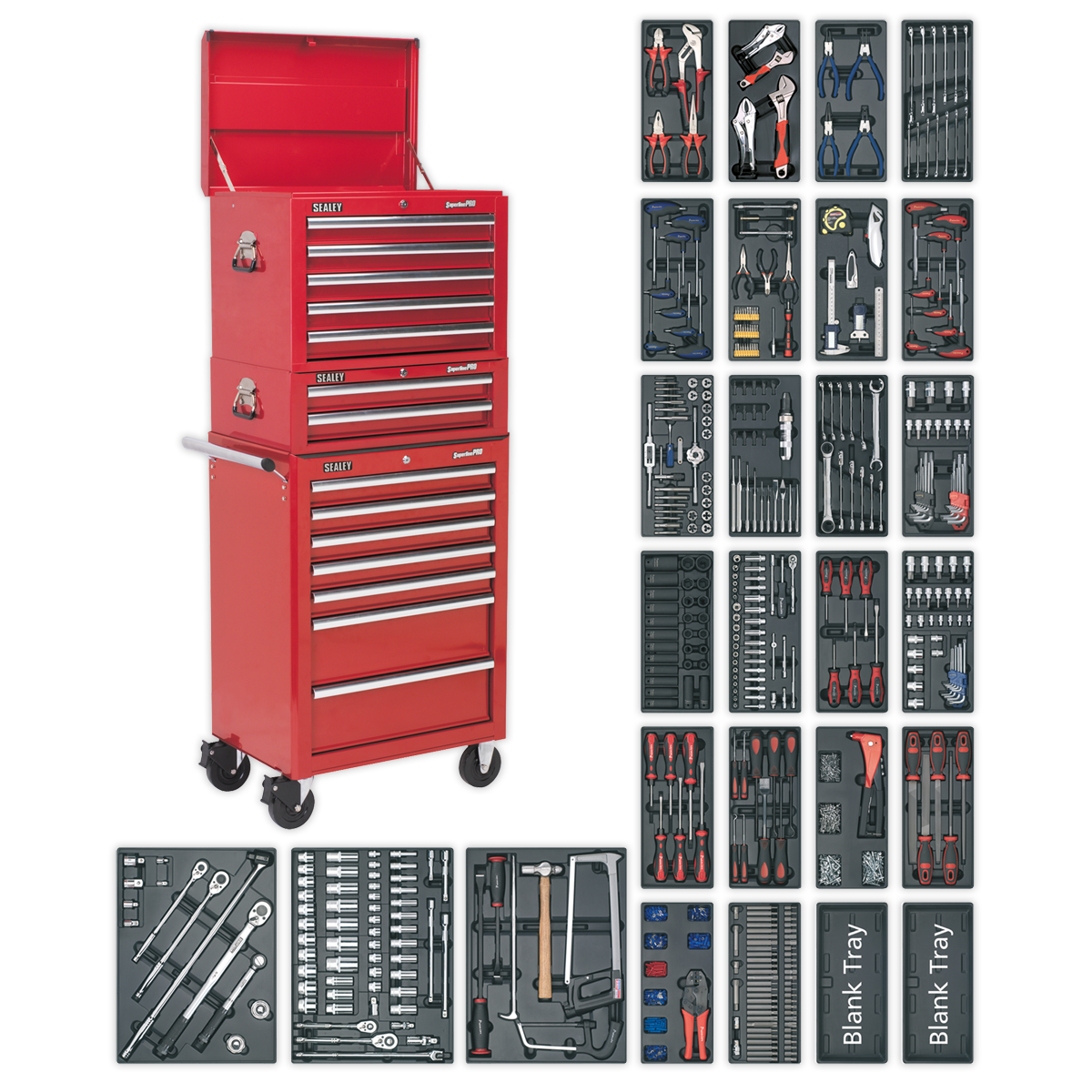 Sealey SPTCOMBO1 14 Drawer Tool Chest Combination with 1179pc Tool Kit