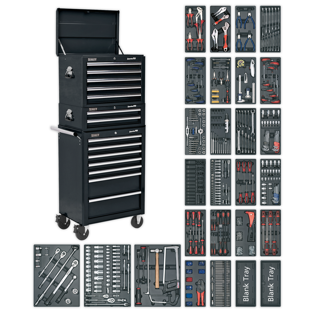 Sealey SPTCOMBO2 14 Drawer Tool Chest Combination with 1179pc Tool Kit